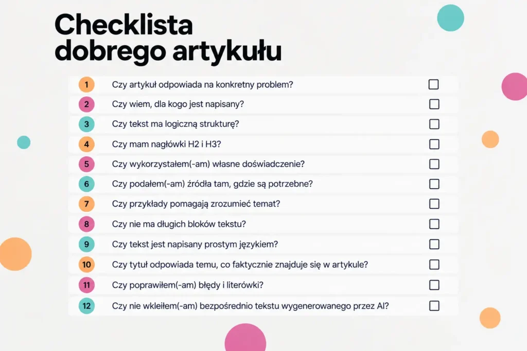 Checklista dobrego artykułu